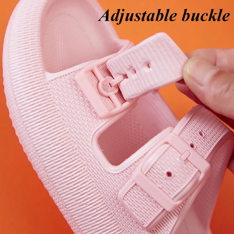 Thick Platform Cloud Slippers Women Fashion Buckle Soft Sole Pillow Slides Sandals Woman 2023 Summer Beach Non-Slip Flip Flops